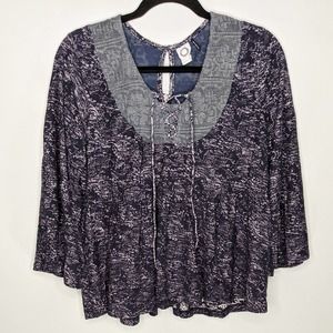 ANTHROPOLOGIE Blue Akemi Kin Marcella Boho Blouse Sz M